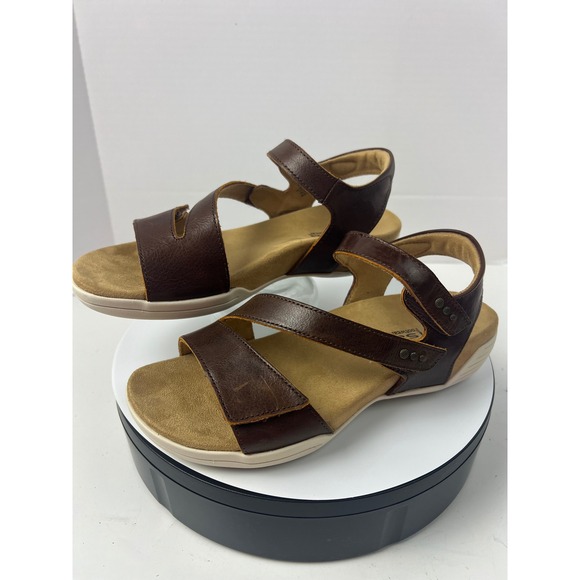 Halsa Denia Brown Leather Comfortable Arch Support Orthopedic Sandals Women 8W - Picture 14 of 17